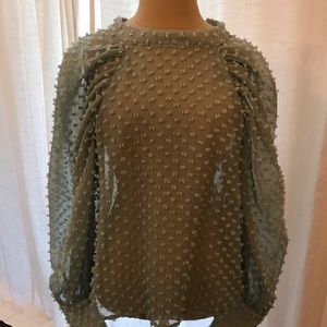 Zara Blouse-sheer green with tufts